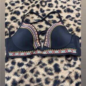 Black Embroidered Women's Bra